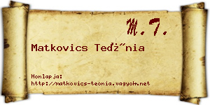 Matkovics Teónia névjegykártya